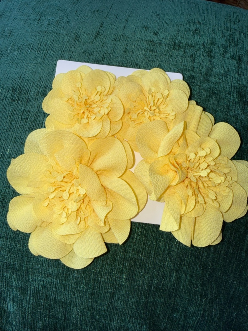 1 Pair of Large Yellow Fabric Flowers